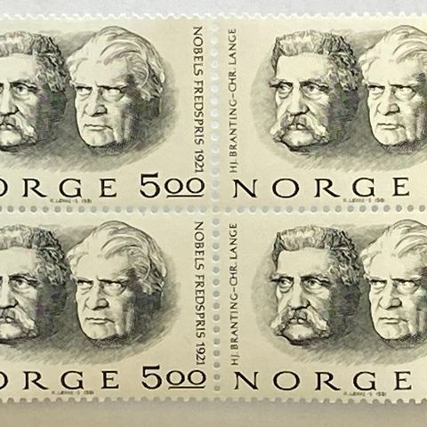 Norge 1981  Nobels Fredspris 1921    NK 897  4-blokker  Postfrisk.