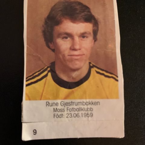 Rune Gjestrumbakken Moss FK 1983 sjeldent fotballkort klistremerke