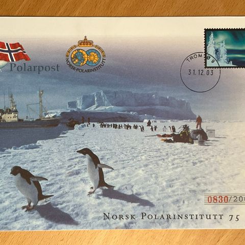 Norsk Polarinstitutt 75 år - Minnekonvolutt - stemplet TROMSØ 31.12.03