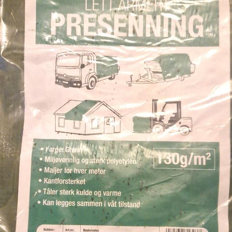 Presenning 2 x 3 meter. 130 g/ m2