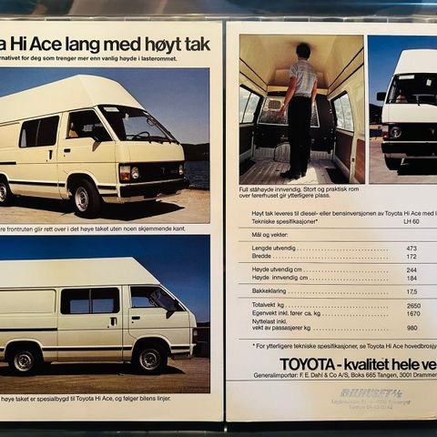 Brosjyre av Toyota HiAce (07/1983) på norsk