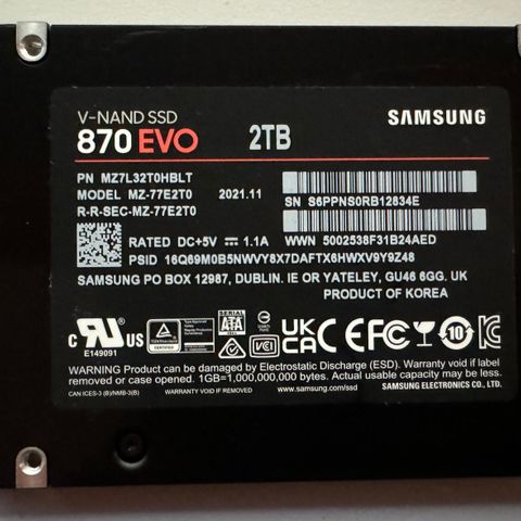 Samsung 870 EVO 2TB SSD