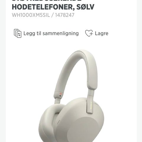 SONY WH-1000XM5 headsett. Nytt, alt av utstyr følger med, også eske.