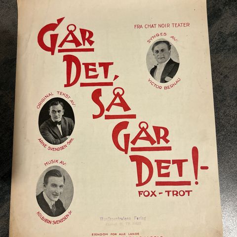 Notehefte - Går det, så går det! Fox-Trot - Fra Chat Noir Teater - 1927