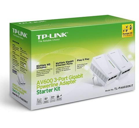 TL-PA6030KIT  AV600 3-Port Gigabit Powerline Adapter Starter Kit