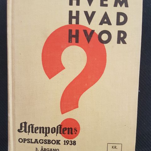 Hvem Hvad Hvor 1938. Originalutgave