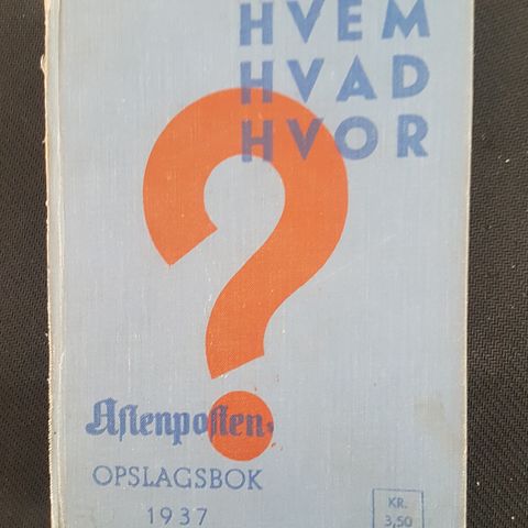 Hvem Hvad Hvor 1937. Originalutgave