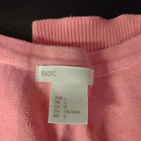 Cardigan jakke Basic, rosa str L, bomull, se mål