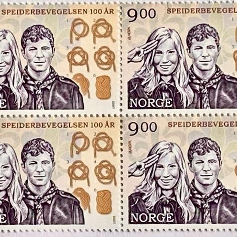 Norge 2007 Speiderbevegelsen 100 år NK 1654 4-blokk Postfrisk