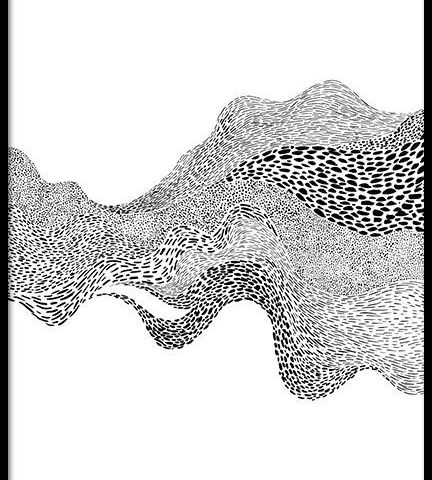 Plakat «Dotted Waves No1» med svart ramme (50x70)