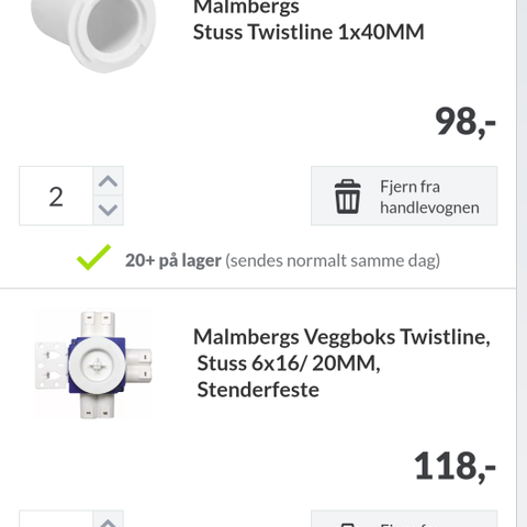 Veggboks-sett til skult kabling til tv'n