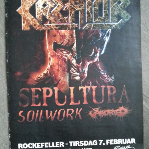 Kreator - Sepultura - Rockefeller, Oslo, 7. Februar 2017 (Konsertplakat)