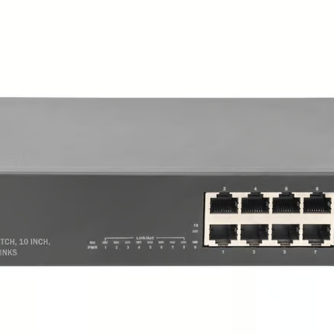 Switch 8 porter, 2 SFP uplink porter