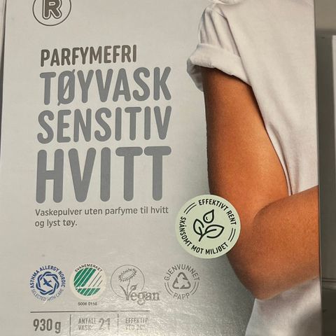 Sensitiv tøyvask hvitt