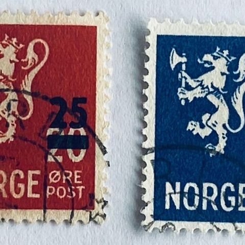 Norge 1949 Løveprovisorier NK 375-376 Stemplet