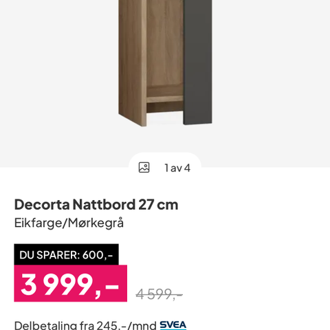 Decorta nattbord selges