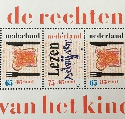 Nederland 1989  Barneforsorg  AFA 1373-1375 i miniark  Postfrisk