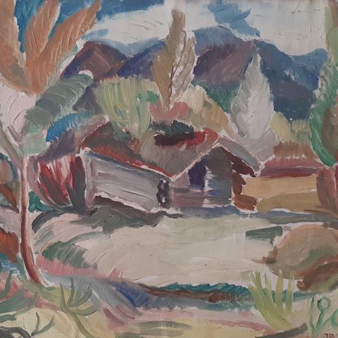 Johs. Rian (1891-1981) "Liten koie i Fjellheimen" 1928