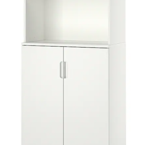 Skap med dører + Overhylle, hvit, 80x200 x 45 cm (Ikea - Galant)