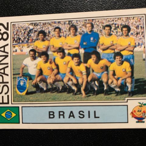 Zico Brasil team lagbilde Panini VM 1982 fotballkort sticker Spania 82