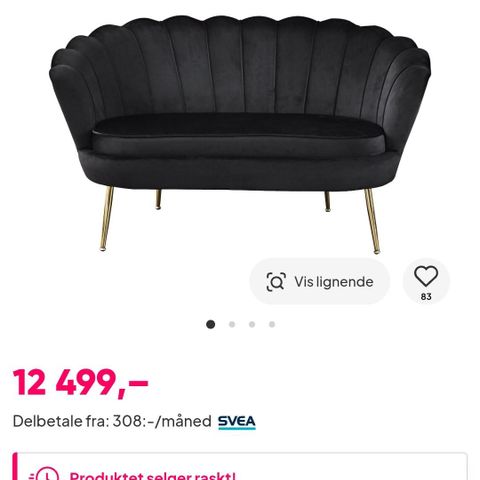 fløyel sofa /sort