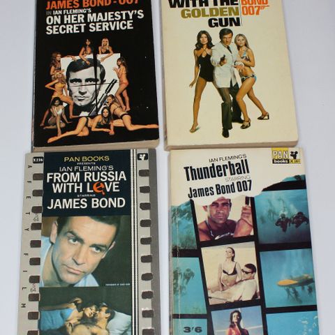 4 film-relaterte James Bond paperbacks