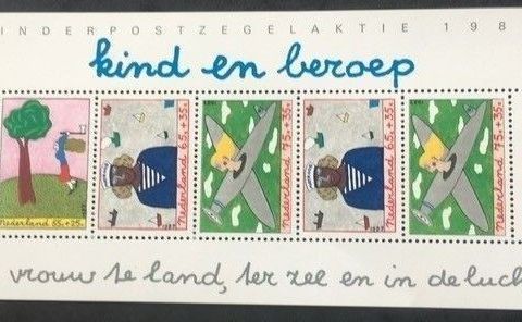 Nederland 1987 Børneforsorg  Miniark 1  x AFA 1330, 2 x 1331 og 2 x 1332