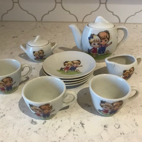 Kids Porcelain "Boy & Girl" Play Tea-Service Set