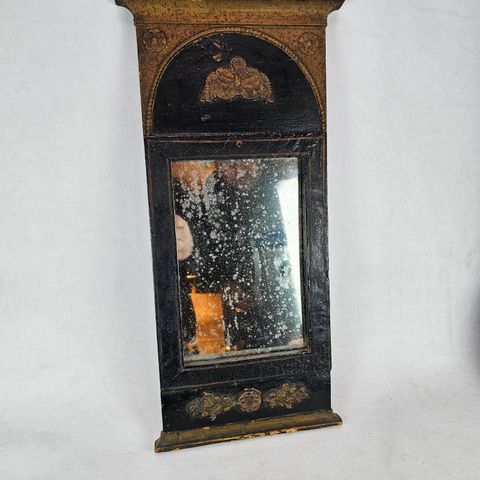 Antikk bonde speile med dekor 17-1800 talls speil