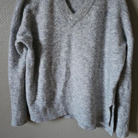 Ana mone grå oversize genser,  sweater, ull og mohair