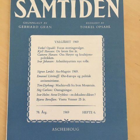 "Samtiden 6 - 1969". Se annonsen for innholdsoversikt