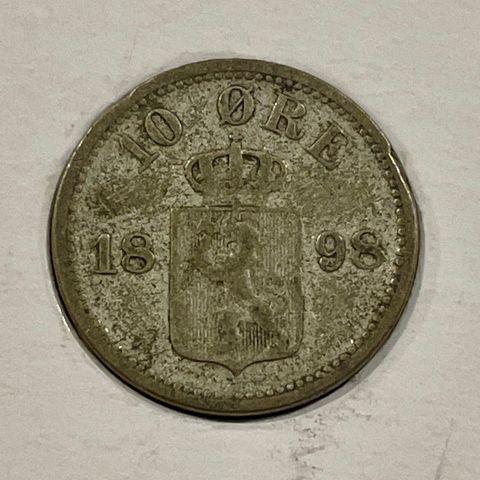 10 øre 1898 sølv kong Oscar II