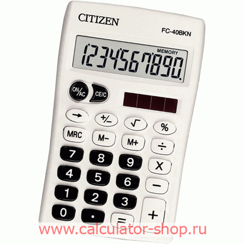 CITIZEN FC-40BKN 10 SIFFER KALKULATOR solenergi eller batteri