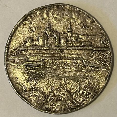 Akershusspecien Frederik III - mynt avstøpning i uedelt metall.