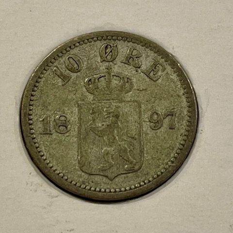 10 øre 1897 sølv kong Oscar II