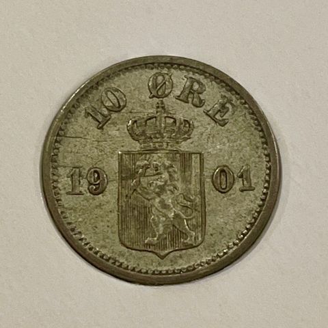 10 øre 1901 sølv kong Oscar ll