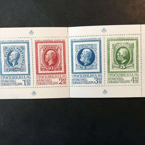 Sverige 1983  Frimerkeutstillingen Stockholmia 86 Miniark i hefte. AFA 1234-1237