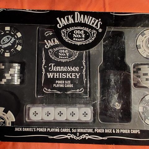 Jack Daniels Spillkort, terninger og poker chips