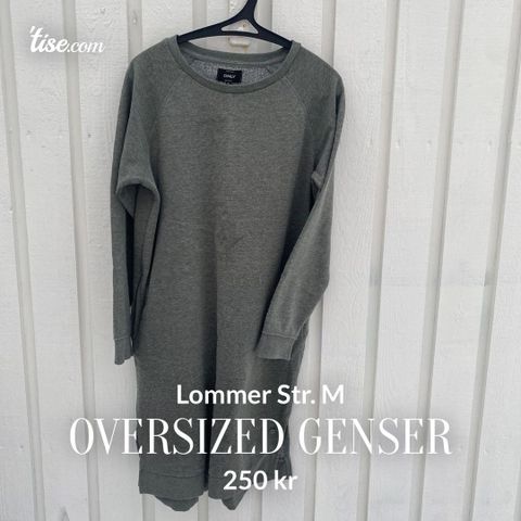 Khaki Grønn Oversized Genser Lommer Only Str. M