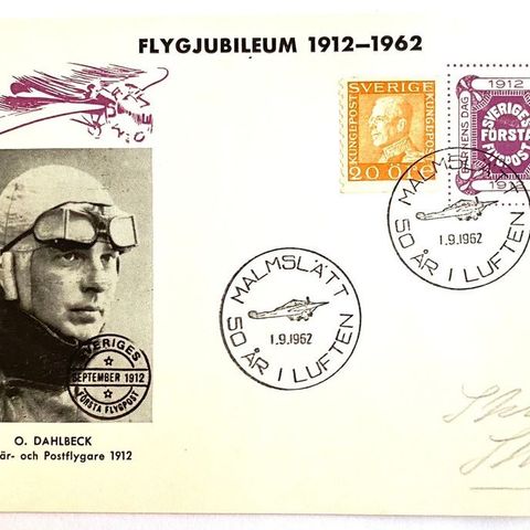 Sverige 1962 Flygjubileum 1912-1962 Spesialkort og spesialstempel