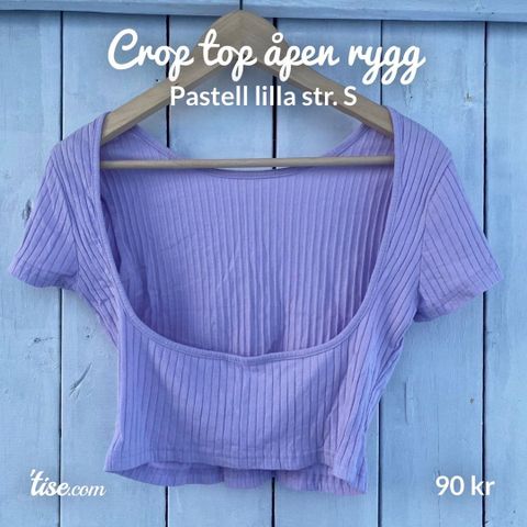 Crop Top Åpen Rygg Pastell Lilla Str.S