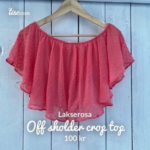 Off Shoulder Crop Top Rosa Søt På Str. S