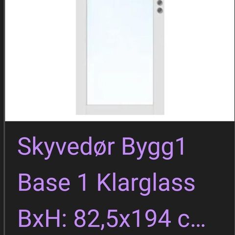 Ubrukt skyvedør med glass