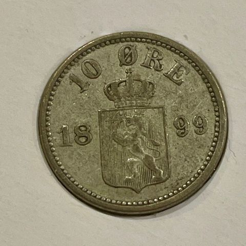 10 øre 1899 sølv kong Oscar II