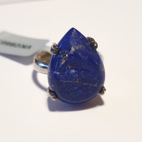 Afghan Lapis Lazuli Drusy 14cts Sølv 925 Silver Limited Edition Ring Str.57