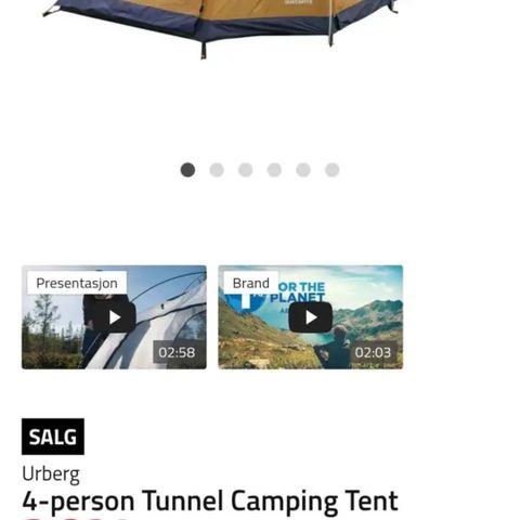 Urberg 4-manns telt, camping