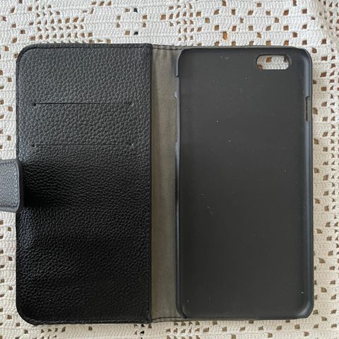 I phone 6+ etui, ubrukt (svart skinn)