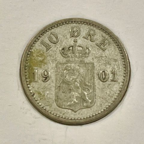 10 øre 1901 sølv kong Oscar II