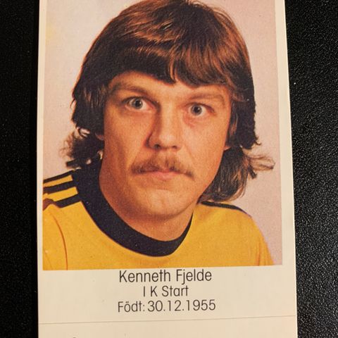 Kenneth Fjelde IK Start Kristiansand 1983 sjeldent fotballkort klistremerke