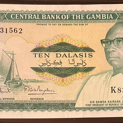 GAMBIA.  10 DALASI. 1972.  P-6c.   UNC